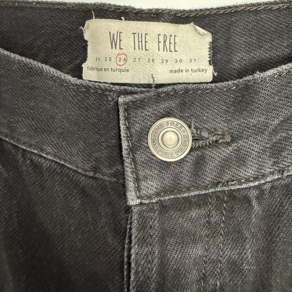 Free People Distressed Black Jeans Size 26– Y2K Grunge Ripped Straight Leg Denim - Picture 4 of 6